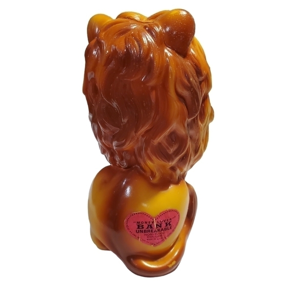 Vtg Money Lover Bank Hungry Lion 1971 N.Y. Vinyl Prod. Comp coin change piggy - Picture 6 of 15